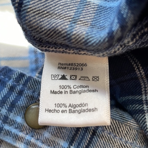 Jachs Girlfriend BAE blue plaid long sleeve snap button down cotton flannel med - Picture 15 of 15